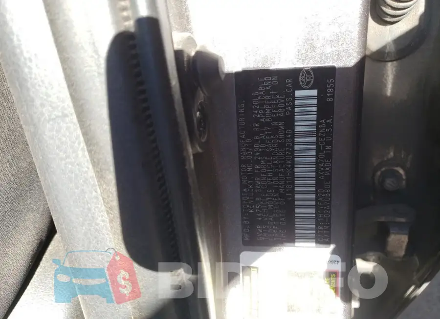 4T1B11HK4KU773840 Photo# 12