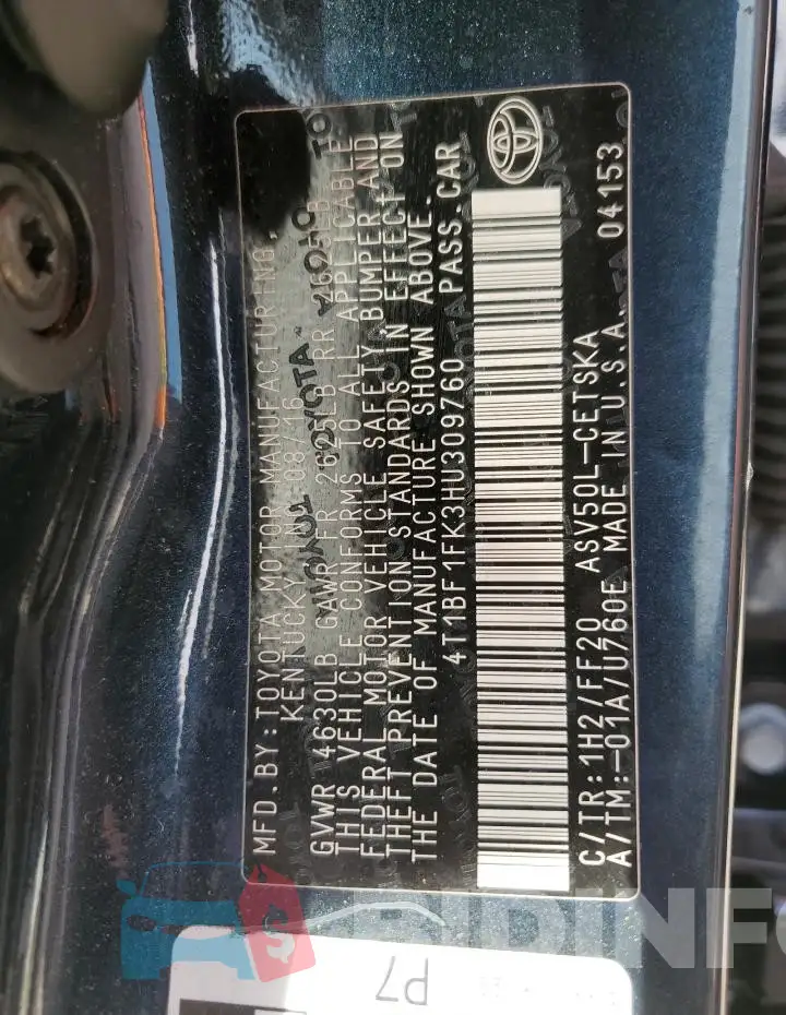 4T1BF1FK3HU309760 Photo# 12