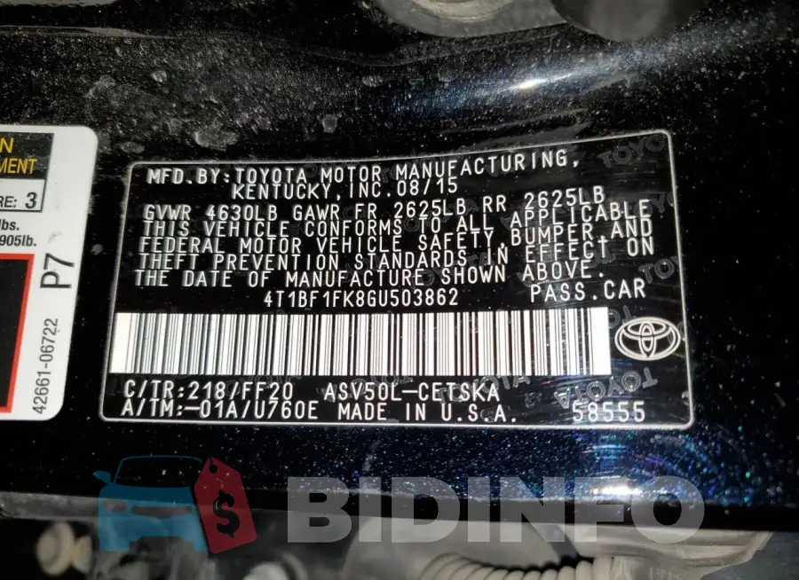 4T1BF1FK8GU503862 Photo# 12