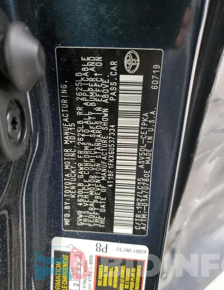 4T1BF1FKXGU537334 Photo# 12