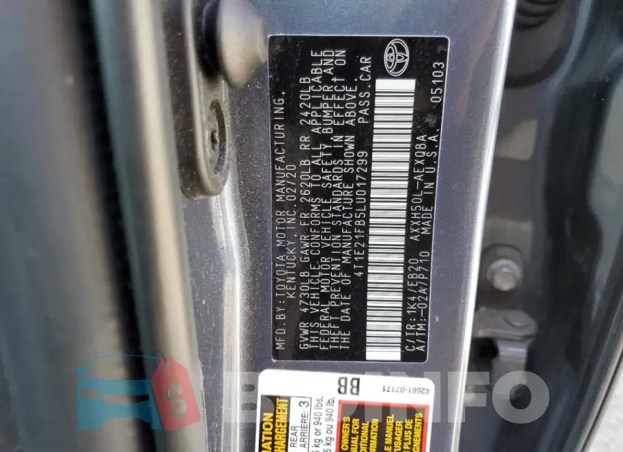 4T1E21FB5LU017299 Photo# 12