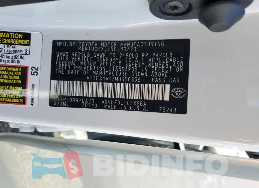 4T1F31AK7MU550359 Photo# 13