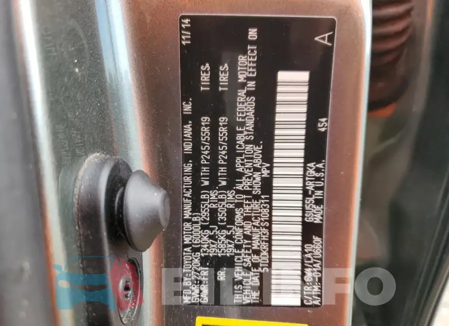 5TDDKRFH3FS108311 Photo# 13