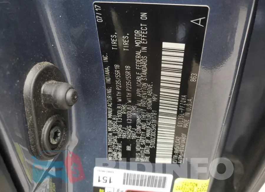 5TDDZ3DC5HS181781 Photo# 14