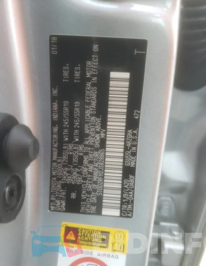 5TDDZRFH2JS828865 Photo# 14