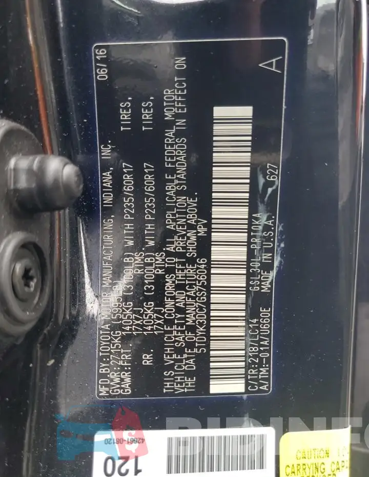 5TDYK3DC7GS756046 Photo# 13