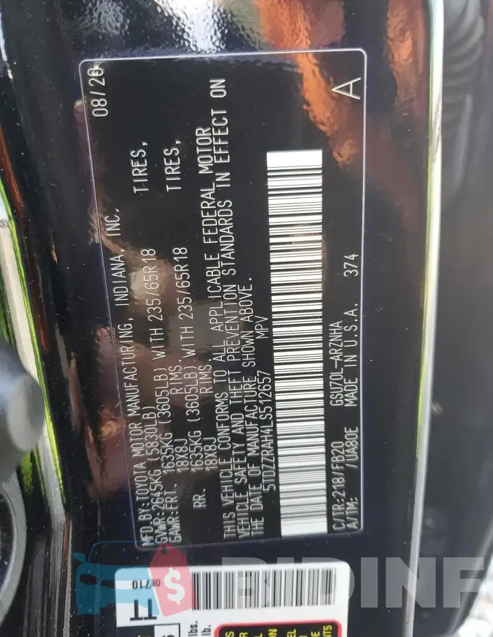 5TDZZRAH4LS512657 Photo# 13