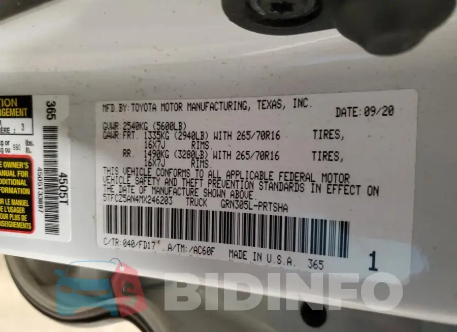 5TFCZ5AN4MX246203 Photo# 12