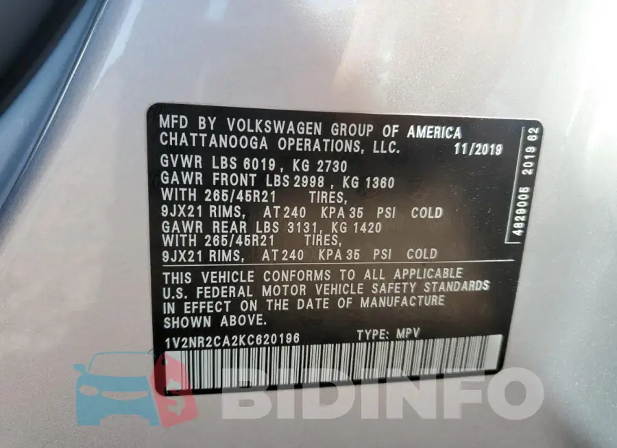 1V2NR2CA2KC620196 Photo# 13