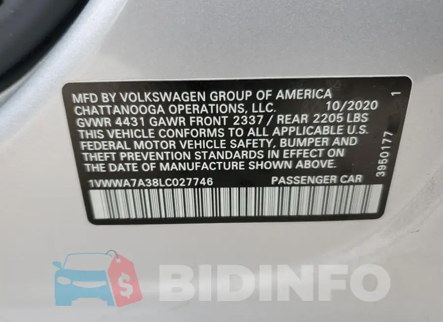 1VWWA7A38LC027746 Photo# 12