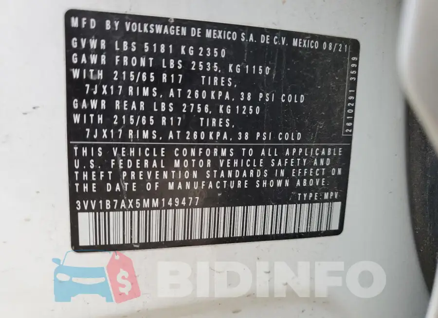 3VV1B7AX5MM149477 Photo# 13