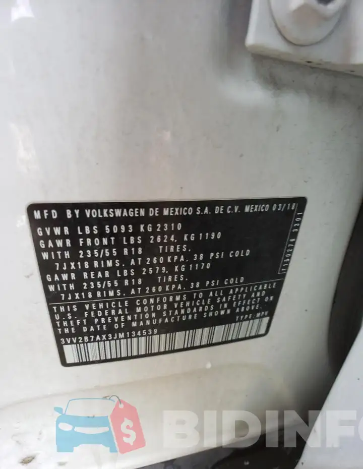 3VV2B7AX3JM134539 Photo# 12