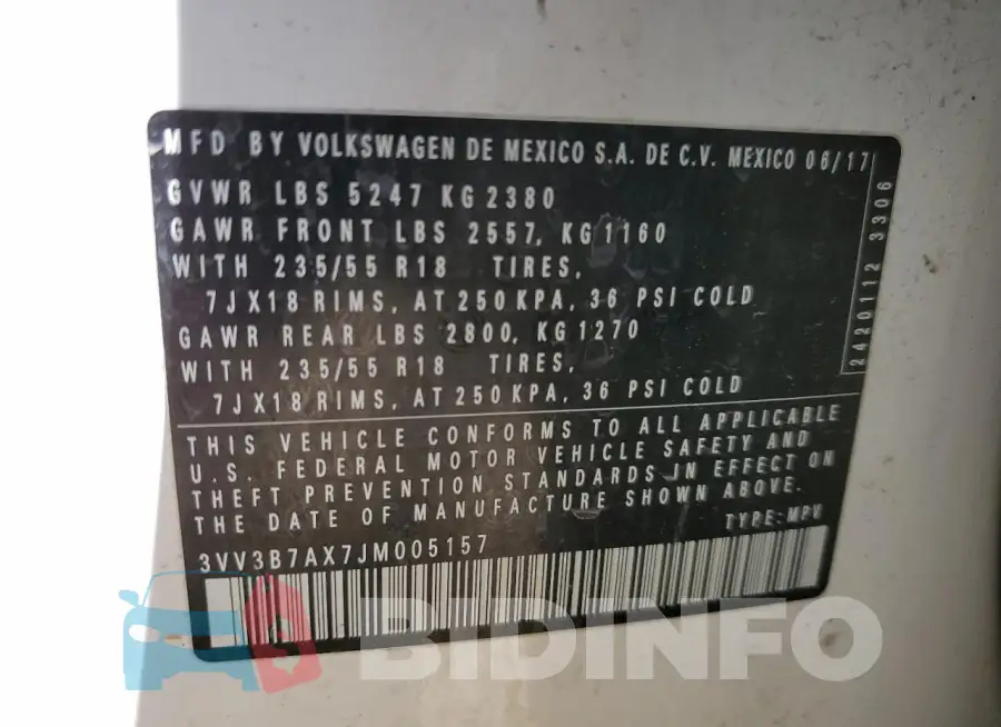 3VV3B7AX7JM005157 Photo# 12