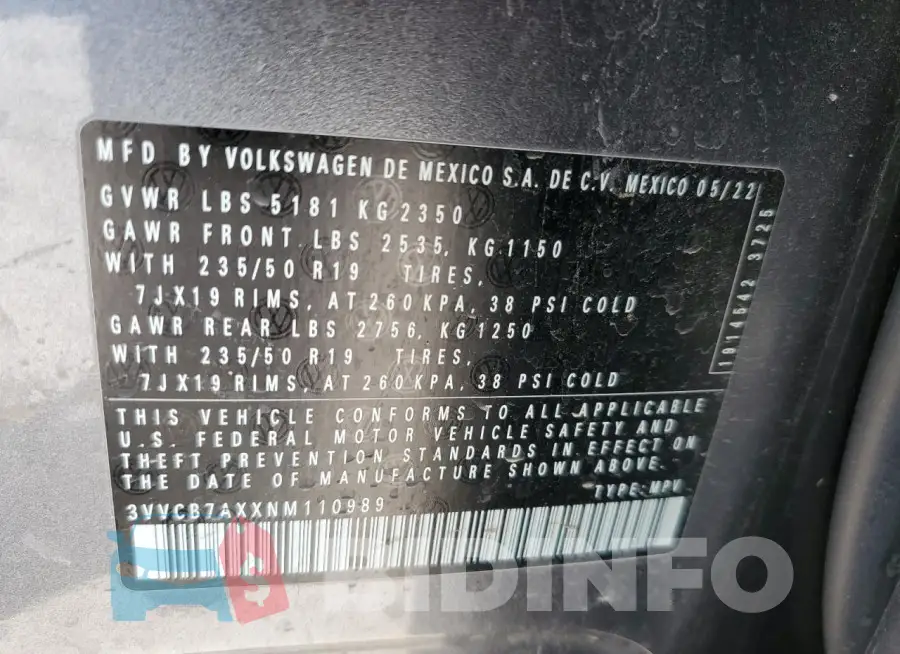 3VVCB7AXXNM110989 Photo# 13