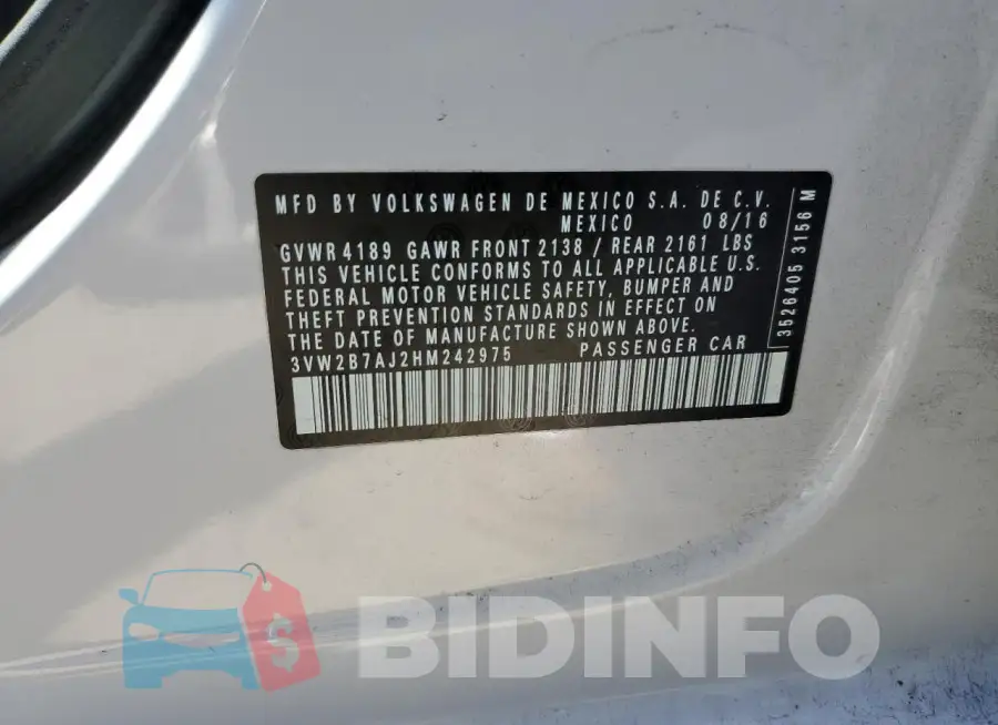 3VW2B7AJ2HM242975 Photo# 12