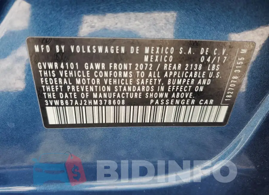 3VWB67AJ2HM378608 Photo# 12