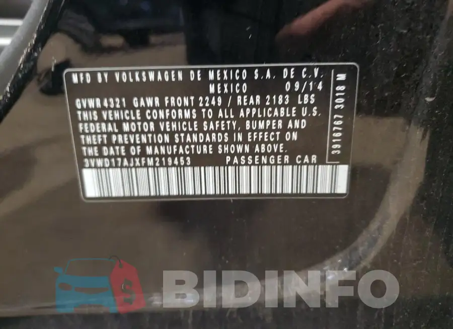 3VWD17AJXFM219453 Photo# 12