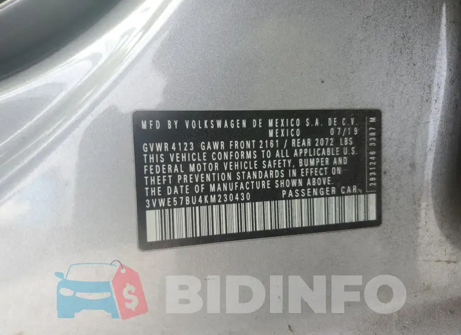 3VWE57BU4KM230430 Photo# 12