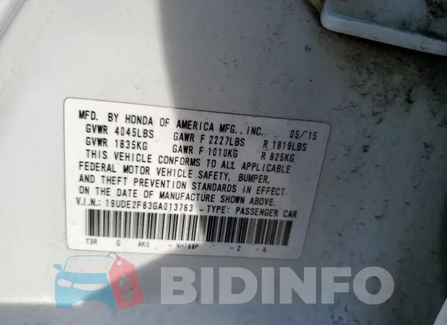 19UDE2F83GA013763 Photo# 12