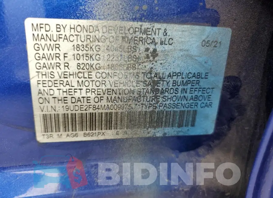19UDE2F84MA009975 Photo# 13