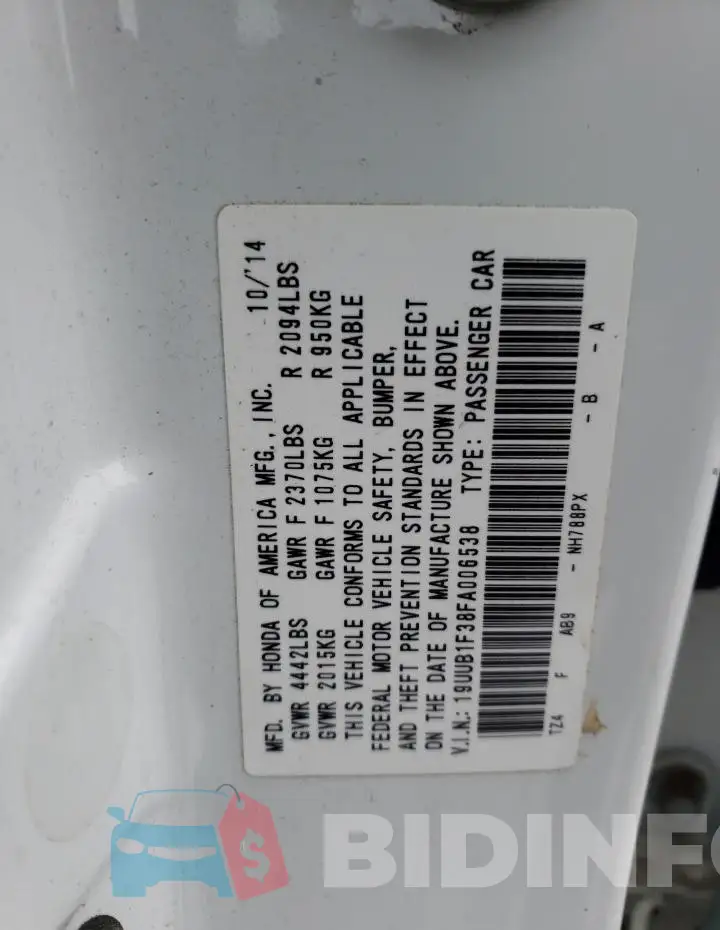 19UUB1F38FA006538 Photo# 12