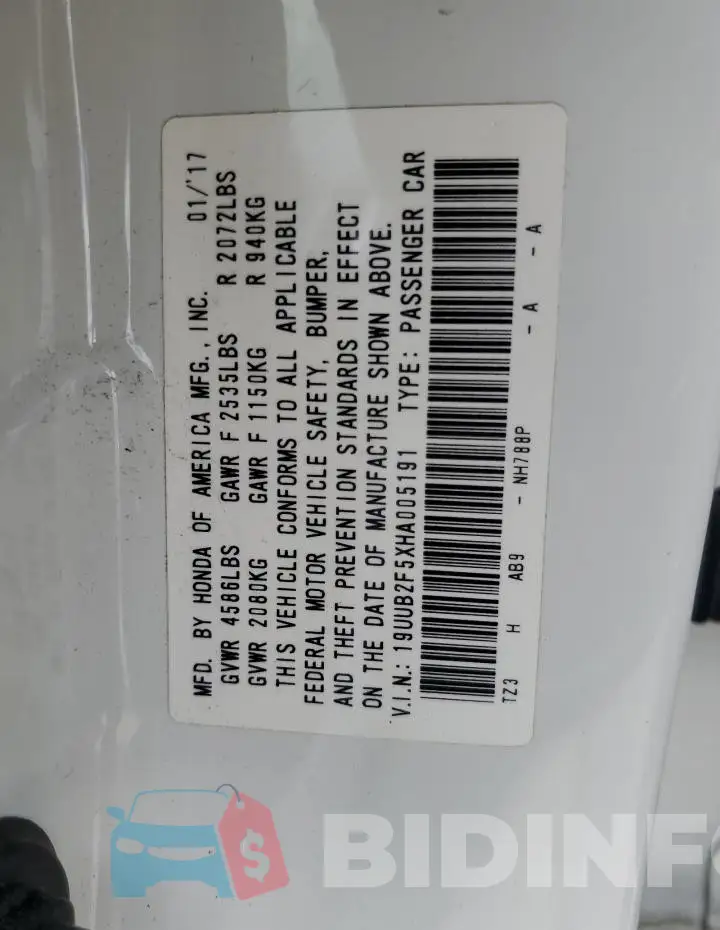 19UUB2F5XHA005191 Photo# 12