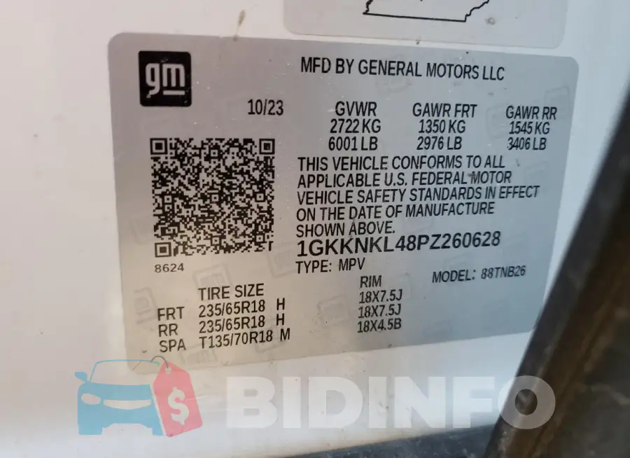 1GKKNKL48PZ260628 Photo# 12