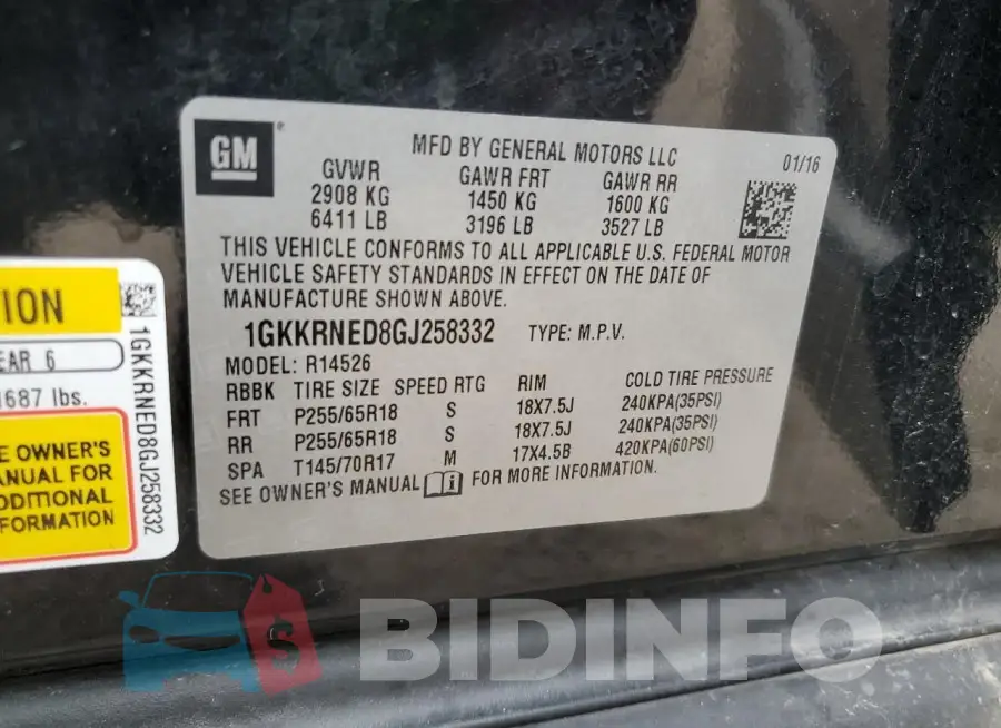1GKKRNED8GJ258332 Photo# 13