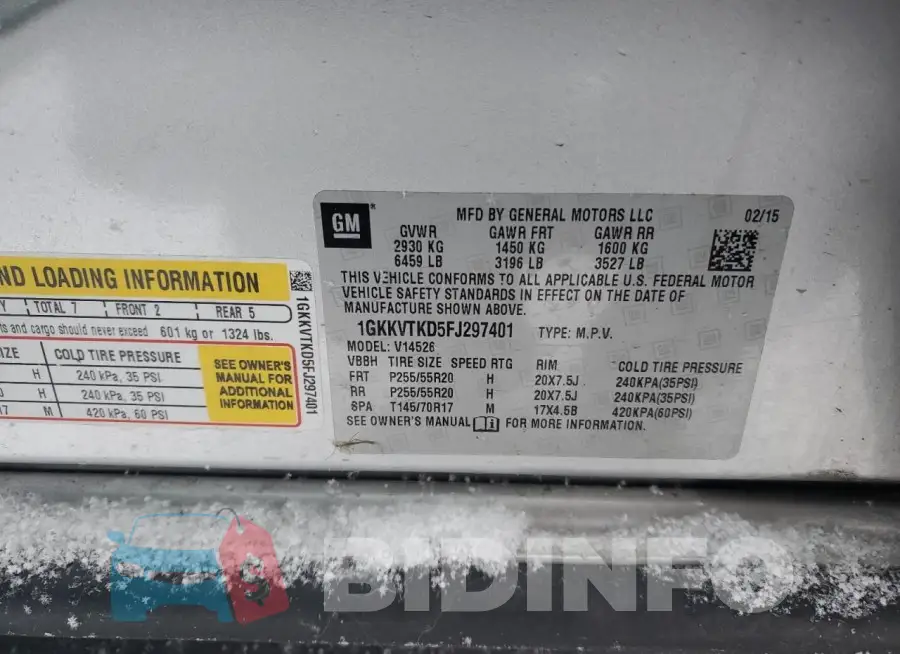 1GKKVTKD5FJ297401 Photo# 13