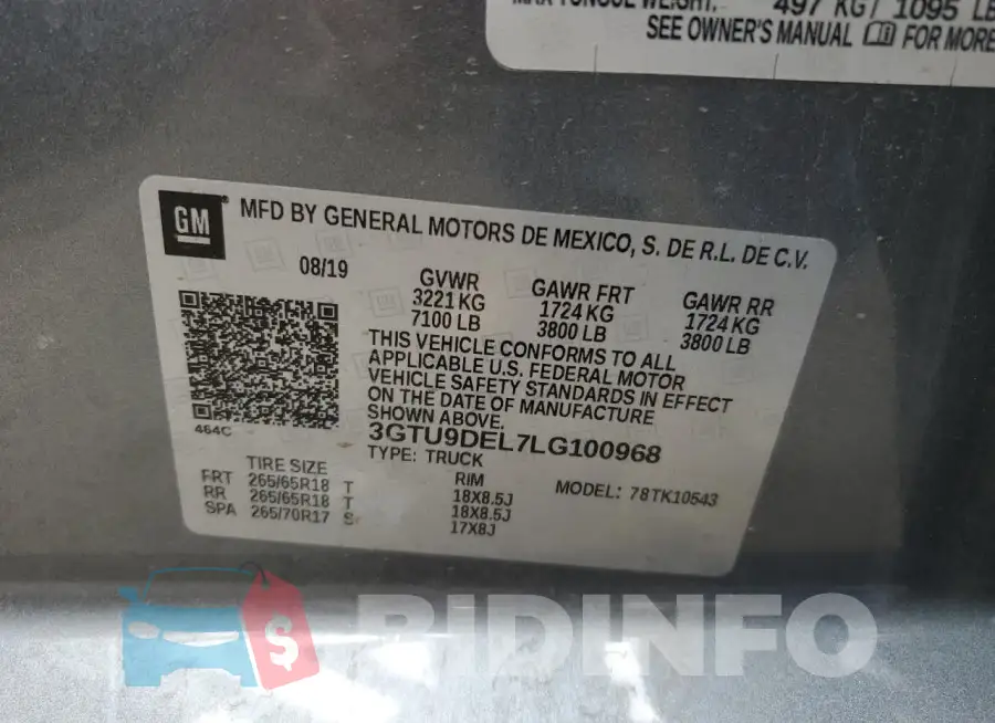 3GTU9DEL7LG100968 Photo# 12