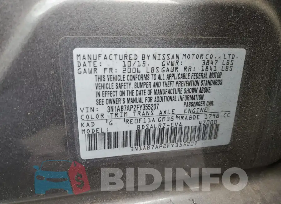 3N1AB7AP2FY355207 Photo# 12