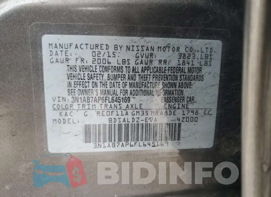 3N1AB7AP6FL645169 Photo# 12