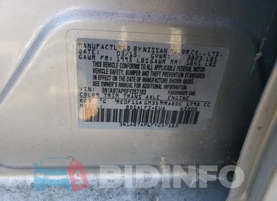 3N1AB7AP6FY257183 Photo# 12