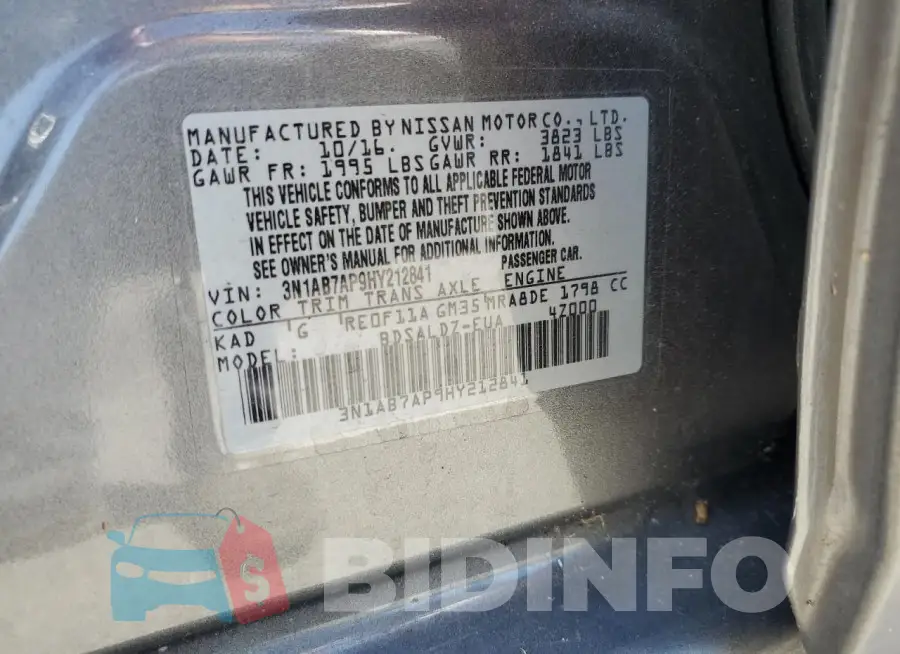 3N1AB7AP9HY212841 Photo# 13