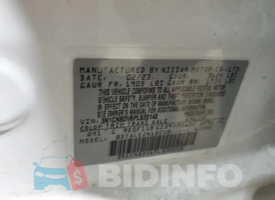 3N1CN8DV6PL820148 Photo# 12