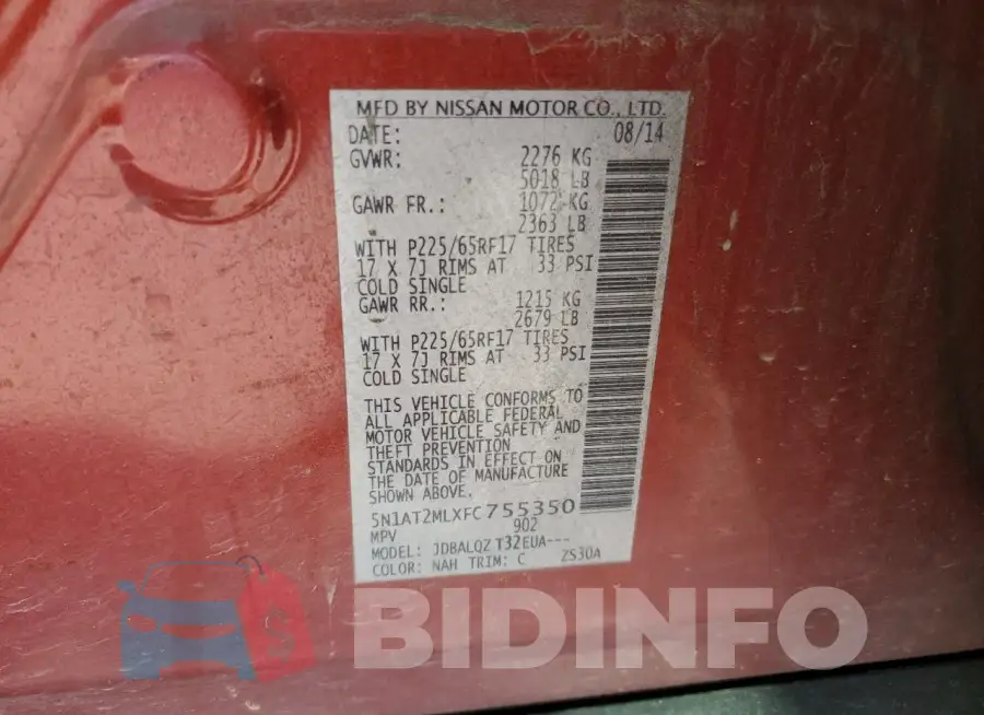 5N1AT2MLXFC755350 Photo# 13