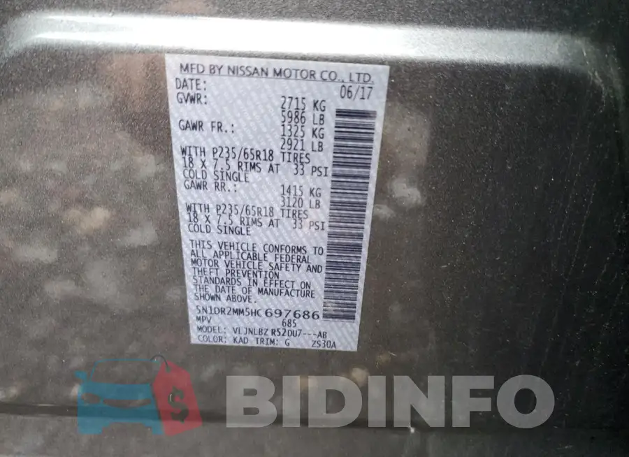 5N1DR2MM5HC697686 Photo# 13
