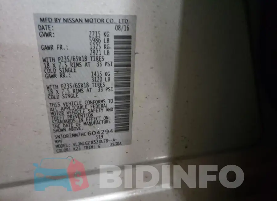 5N1DR2MM7HC604294 Photo# 13