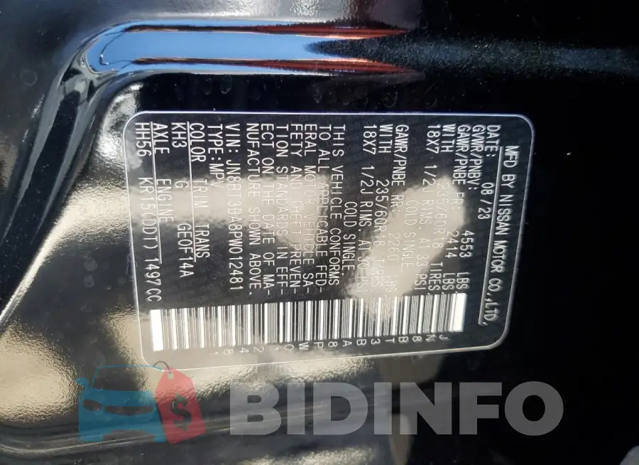 JN8BT3BA8PW012481 Photo# 14