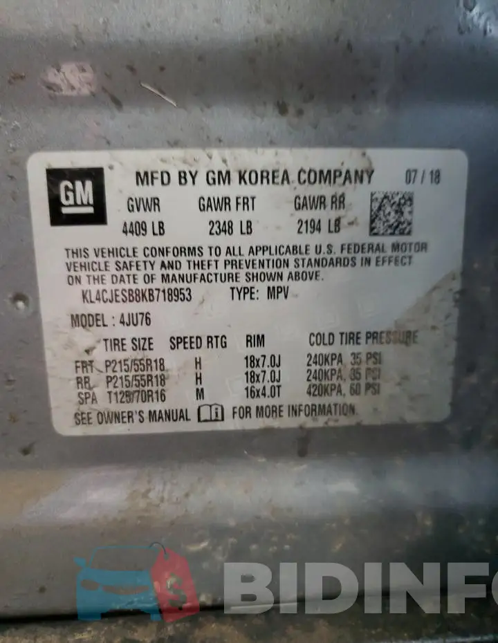 KL4CJESB8KB718953 Photo# 14