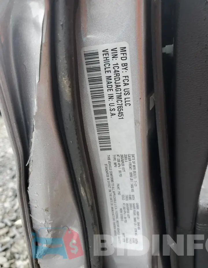 1C4RDJAG7MC765451 Photo# 14
