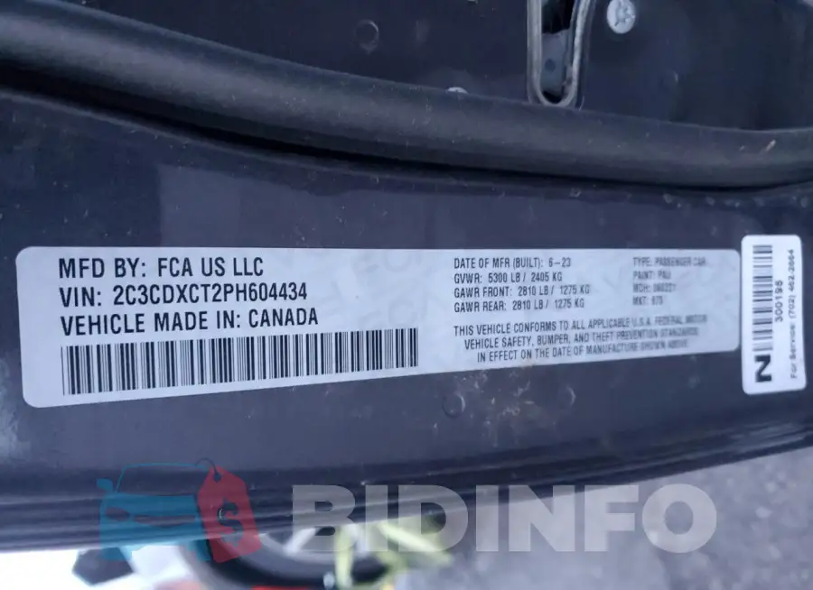 2C3CDXCT2PH604434 Photo# 13