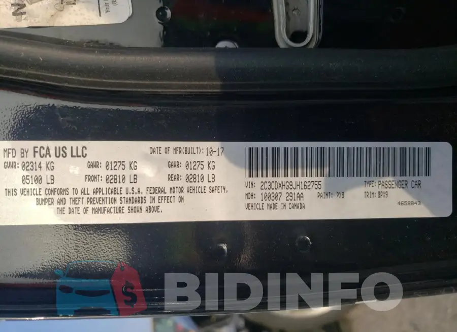 2C3CDXHG9JH162755 Photo# 12