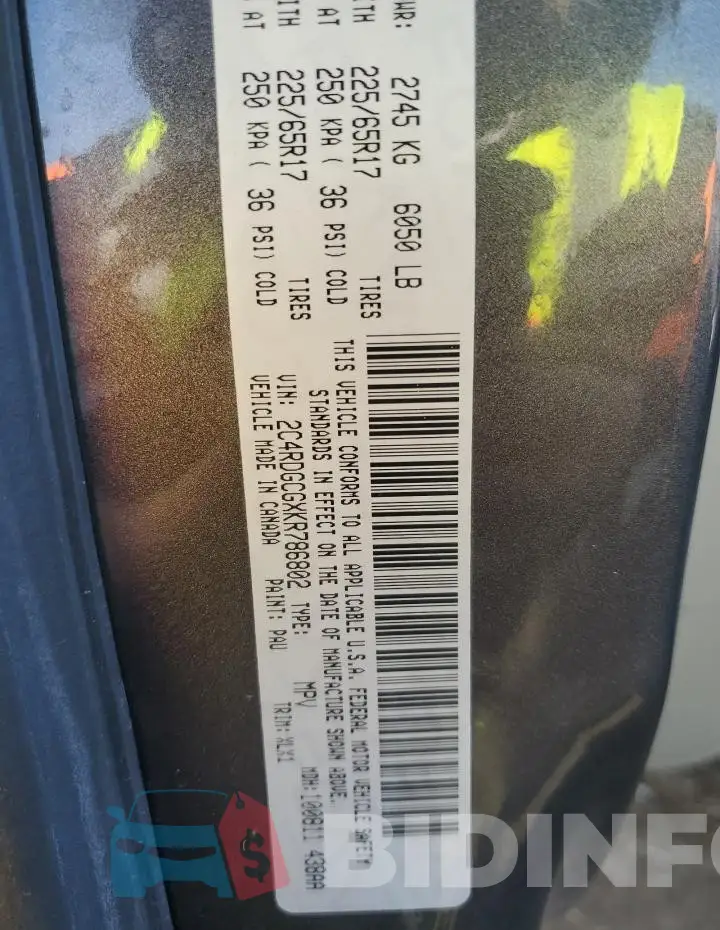 2C4RDGCGXKR786802 Photo# 14