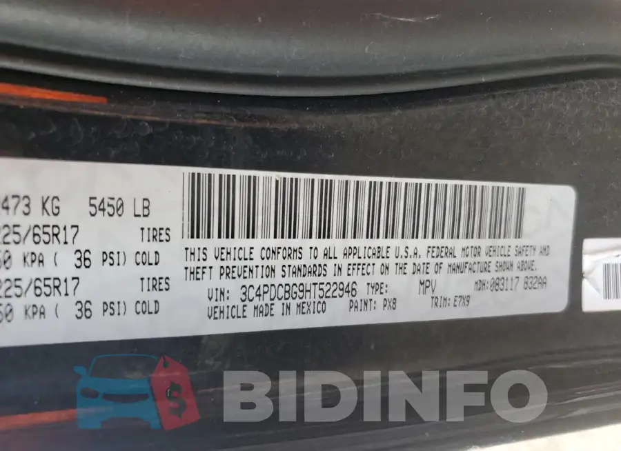 3C4PDCBG9HT522946 Photo# 13