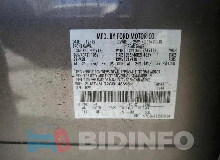 2LMTJ8LR2GBL48698 Photo# 13