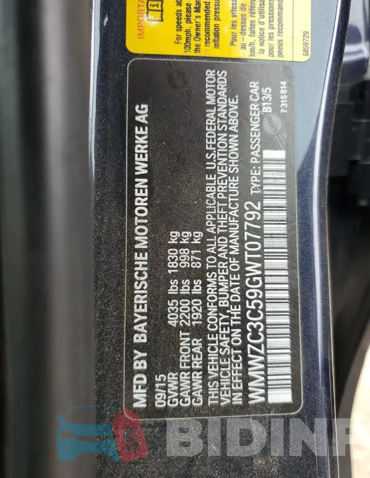 WMWZC3C59GWT07792 Photo# 13