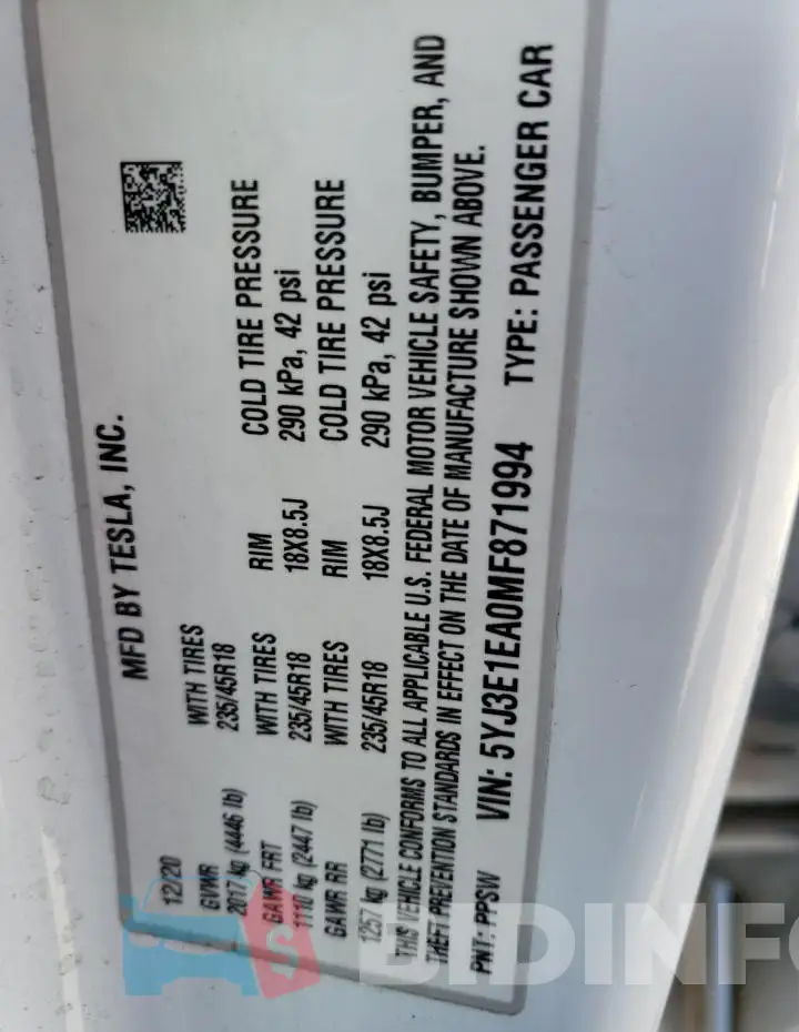 5YJ3E1EA0MF871994 Photo# 12
