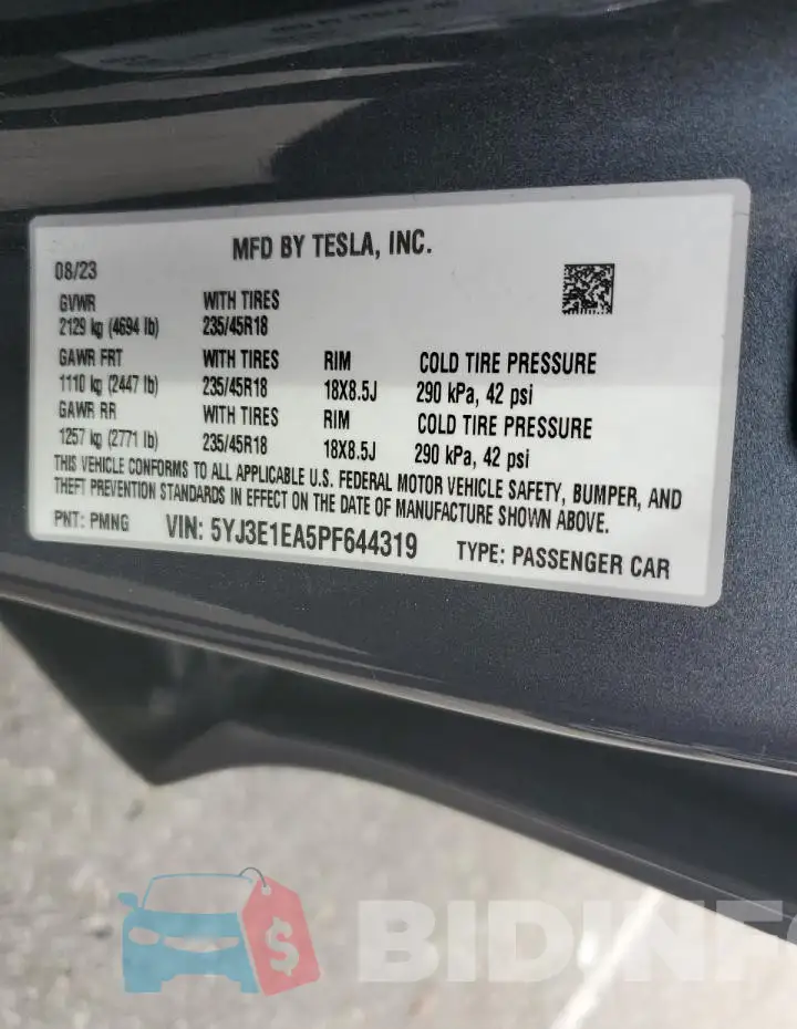 5YJ3E1EA5PF644319 Photo# 12