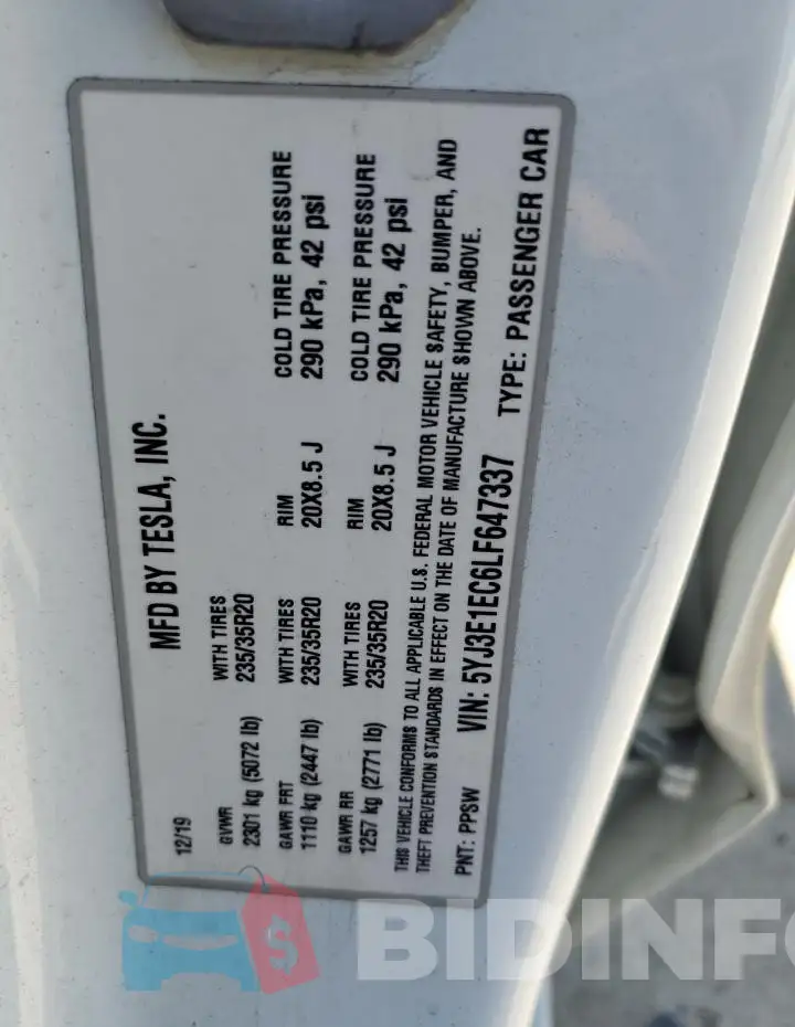 5YJ3E1EC6LF647337 Photo# 13